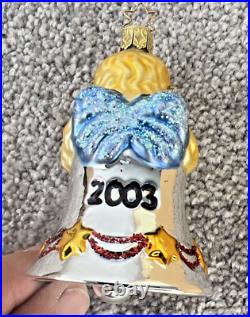 Inge Glas 2001-2006 Annual Glass Bell Ornaments Set 6 Glas of Germany 3-3/4-5 Inge Glas 2001-2006 Annual Glass Bell Ornaments Set 6 Glas of Germany 3-3/4-5