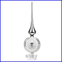 Inge Glas Silver Reflections Shiny German Glass Christmas Tree Topper 14.2 Inch