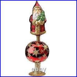 Inge Glas St Nikolaus Tannenbaum Red Santa German Glass Christmas Tree Topper
