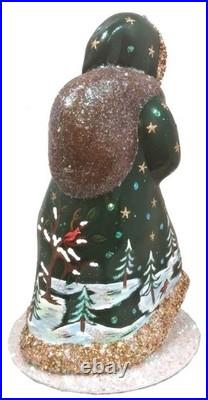 Ino Schaller Brunswick Green Winter Scene Walking Santa German Paper Mache 8.75 Ino Schaller Brunswick Green Winter Scene Walking Santa German Paper Mache 8.75