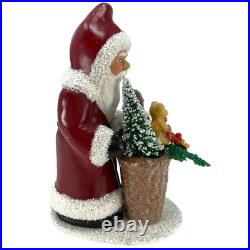 Ino Schaller Dark Red Santa with Basket of Gifts German Paper Mache 7.75 Inch Ino Schaller Dark Red Santa with Basket of Gifts German Paper Mache 7.75 Inch