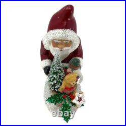 Ino Schaller Dark Red Santa with Basket of Gifts German Paper Mache 7.75 Inch Ino Schaller Dark Red Santa with Basket of Gifts German Paper Mache 7.75 Inch