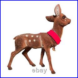 Ino Schaller Large Brown Flocked Doe Deer with Scarf German Figurine 16 inch