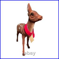 Ino Schaller Large Brown Flocked Doe Deer with Scarf German Figurine 16 inch