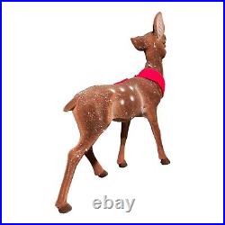 Ino Schaller Large Brown Flocked Doe Deer with Scarf German Figurine 16 inch