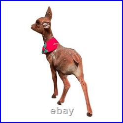 Ino Schaller Large Brown Flocked Doe Deer with Scarf German Figurine 16 inch