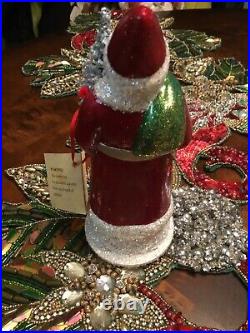 Ino Schaller Red Santa With Hand Painted Christmas Tree Rare Unique German Mache