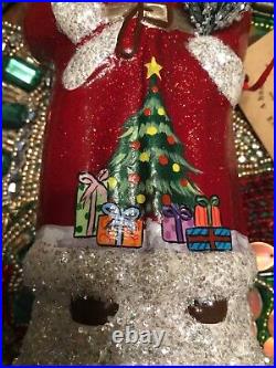 Ino Schaller Red Santa With Hand Painted Christmas Tree Rare Unique German Mache