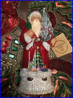 Ino Schaller Red Santa With Hand Painted Christmas Tree Rare Unique German Mache