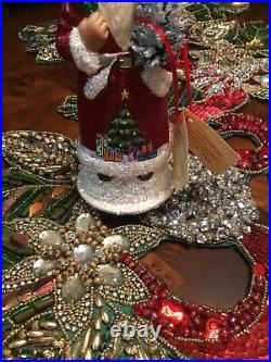 Ino Schaller Red Santa With Hand Painted Christmas Tree Rare Unique German Mache
