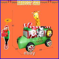 Inslife 8FT Length Christmas Inflatables Santa Safari Expedition Truck with G