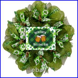 Irish Cheer Welcome Here St Patrick's Day Handmade Deco Mesh Wreath