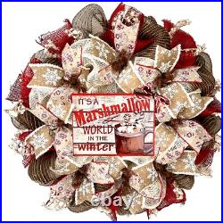 It's A Marshmallow World In The Winter Handmade Deco Mesh Holiday or Winter Wrea