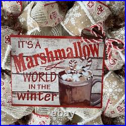 It's A Marshmallow World In The Winter Handmade Deco Mesh Holiday or Winter Wrea