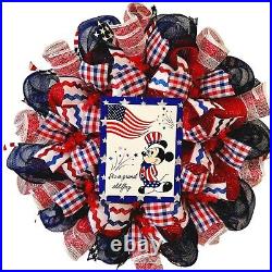 Its A Grand Old Flag Mickey Patriotic Deco Mesh Handmade Wreath
