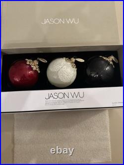 Jason Wu Glass Ornament Set of 3 White Black Lace Red Gold Christmas 9 Sets Jason Wu Glass Ornament Set of 3 White Black Lace Red Gold Christmas 9 Sets