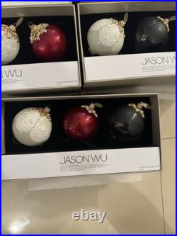 Jason Wu Glass Ornament Set of 3 White Black Lace Red Gold Christmas 9 Sets Jason Wu Glass Ornament Set of 3 White Black Lace Red Gold Christmas 9 Sets