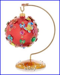 Jay Strongwater 25Th Anniversary Jeweled Glass Ornament With Stand Multicolor