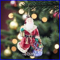 Jay Strongwater Bountiful Santa Glass Ornament SKU SDH20107-250