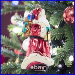 Jay Strongwater Bountiful Santa Glass Ornament SKU SDH20107-250
