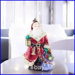 Jay Strongwater Bountiful Santa Glass Ornament SKU SDH20107-250
