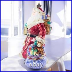 Jay Strongwater Bountiful Santa Glass Ornament SKU SDH20107-250