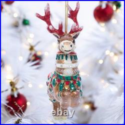 Jay Strongwater Comet Glass Ornament SDH20011-250 Christmas reindeer