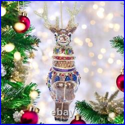 Jay Strongwater Dasher Glass Ornament SDH2117-250 Christmas reindeer