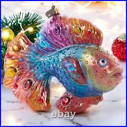 Jay Strongwater Fancy Fish Glass Ornament SDH20105-250 Christmas Jay Strongwater Fancy Fish Glass Ornament SDH20105-250 Christmas