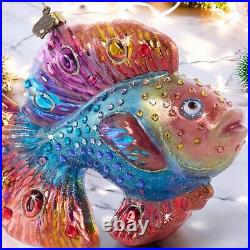 Jay Strongwater Fancy Fish Glass Ornament SDH20105-250 Christmas Jay Strongwater Fancy Fish Glass Ornament SDH20105-250 Christmas