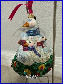 Jay Strongwater Glass Holiday Ornament Six Geese of Laying NIB