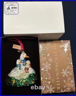 Jay Strongwater Glass Holiday Ornament Six Geese of Laying NIB