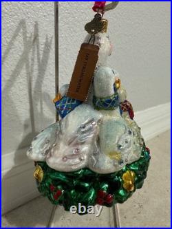 Jay Strongwater Glass Holiday Ornament Six Geese of Laying NIB