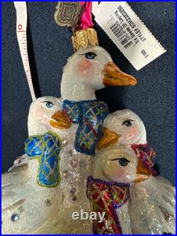 Jay Strongwater Glass Holiday Ornament Six Geese of Laying NIB