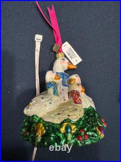 Jay Strongwater Glass Holiday Ornament Six Geese of Laying NIB