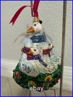 Jay Strongwater Glass Holiday Ornament Six Geese of Laying NIB