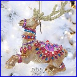 Jay Strongwater Leader Pack Glass Ornament SDH20075-250 Christmas reindeer