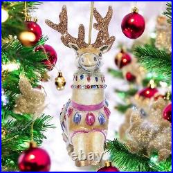 Jay Strongwater Prancer Glass Ornament SDH2277-207 Christmas reindeer