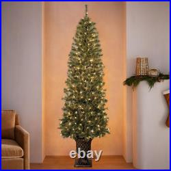 Jeco 7' Pre-Lit Artificial Christmas Tree With Urn Base Jeco 7' Pre-Lit Artificial Christmas Tree With Urn Base