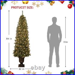 Jeco 7' Pre-Lit Artificial Christmas Tree With Urn Base Jeco 7' Pre-Lit Artificial Christmas Tree With Urn Base