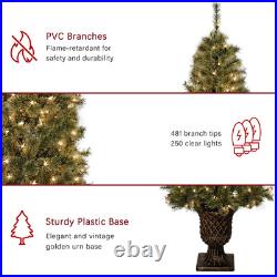 Jeco 7' Pre-Lit Artificial Christmas Tree With Urn Base Jeco 7' Pre-Lit Artificial Christmas Tree With Urn Base