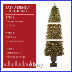 Jeco 7' Pre-Lit Artificial Christmas Tree With Urn Base Jeco 7' Pre-Lit Artificial Christmas Tree With Urn Base