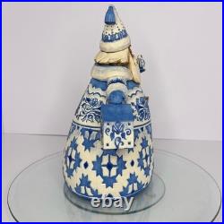 Jim Shore Heartwood Creek Blue Quilt Santa Figurine 11.5 2004 Enesco Tags