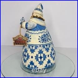 Jim Shore Heartwood Creek Blue Quilt Santa Figurine 11.5 2004 Enesco Tags