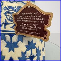 Jim Shore Heartwood Creek Blue Quilt Santa Figurine 11.5 2004 Enesco Tags