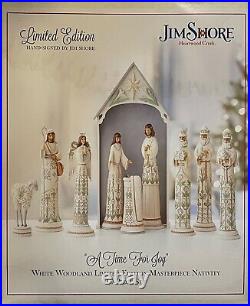 Jim Shore Nativity Set White Woodland Hand Signed 10 Piece Limited Edition D-16