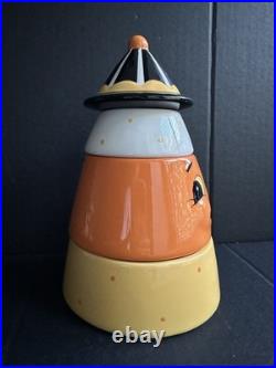 Johanna Parker Carnival Cottage Ceramic Candy Corn Stacker Canister Set New