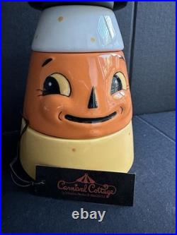Johanna Parker Carnival Cottage Ceramic Candy Corn Stacker Canister Set New
