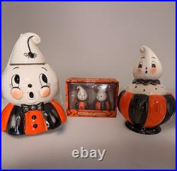 Johanna Parker Halloween Spooky Kooky Gus Ghost Cookie Jar, Salt/Pepper Shaker