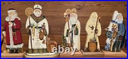 Joretta Headlee Set of 5 Hand-Painted Wooden Santa Figurines from Saint-to-Claus